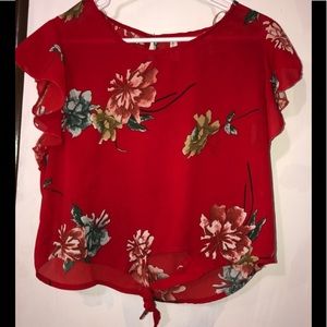 Red Flower Blouse